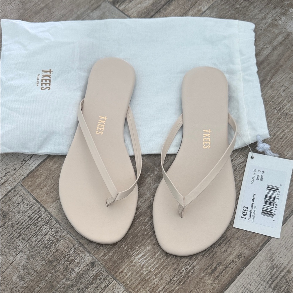 TKEES Beige Minimalist Thong Sandals